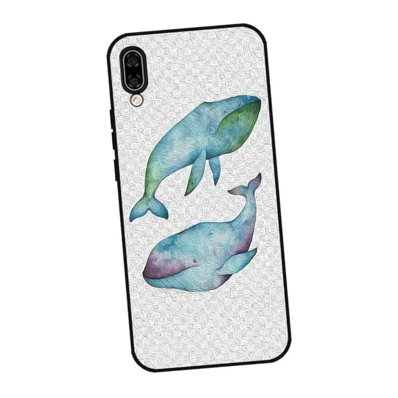 N466 Whale And Sea Black Silicone Case Cover For Huawei Honor 6A 6C 6X 7C 7X 8 Lite Pro |