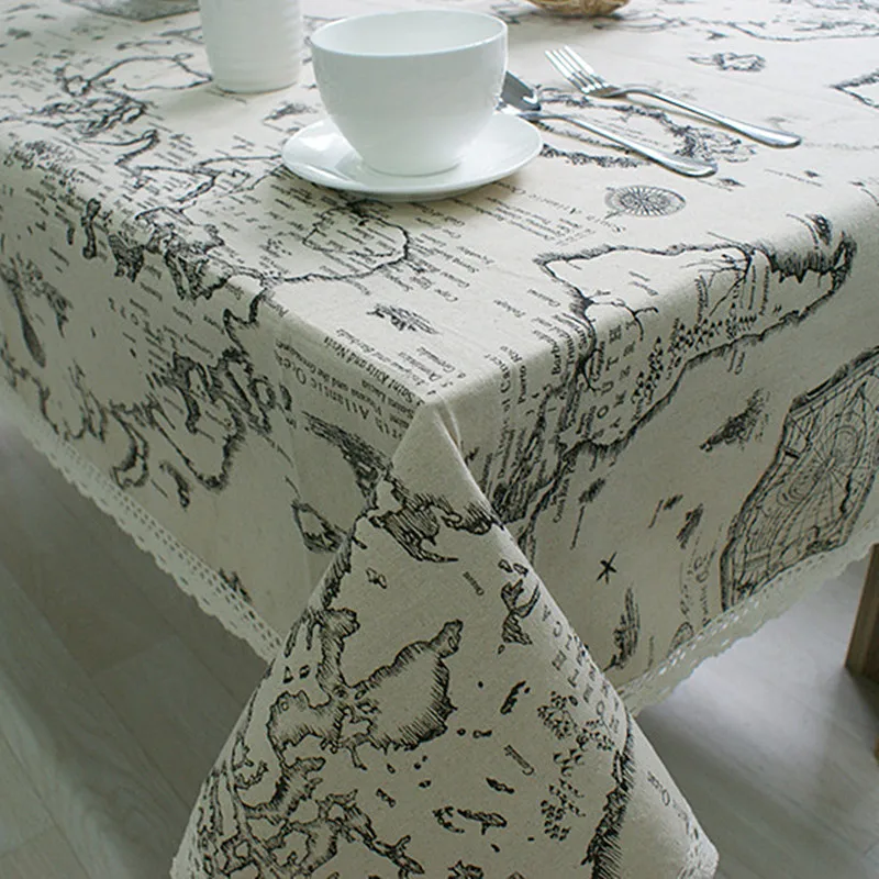 2016 скатерть из льняной ткани с напечатанной картой черная блестками Toalha De Mesa Manteles