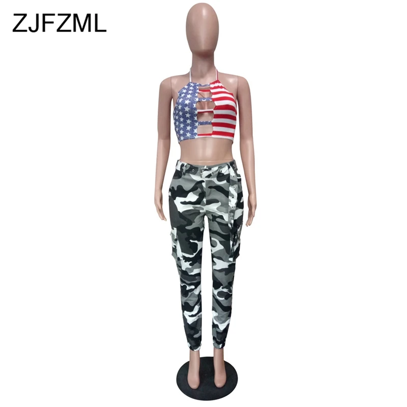 ZJFZML женские модные камуфляжные брюки с высокой талией Pantalon женский брючный костюм длинные спортивные брюки Хлопок Уличная тонкая камуфляжная брюки