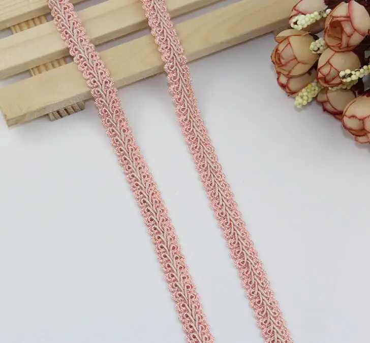 water pink Новое поступление 5 метров синий/белый/черный DIY кружевной отделкой Плетеный для костюма высокого качества коса многоножка швейная кружевная лента 12 мм - Цвет: water pink