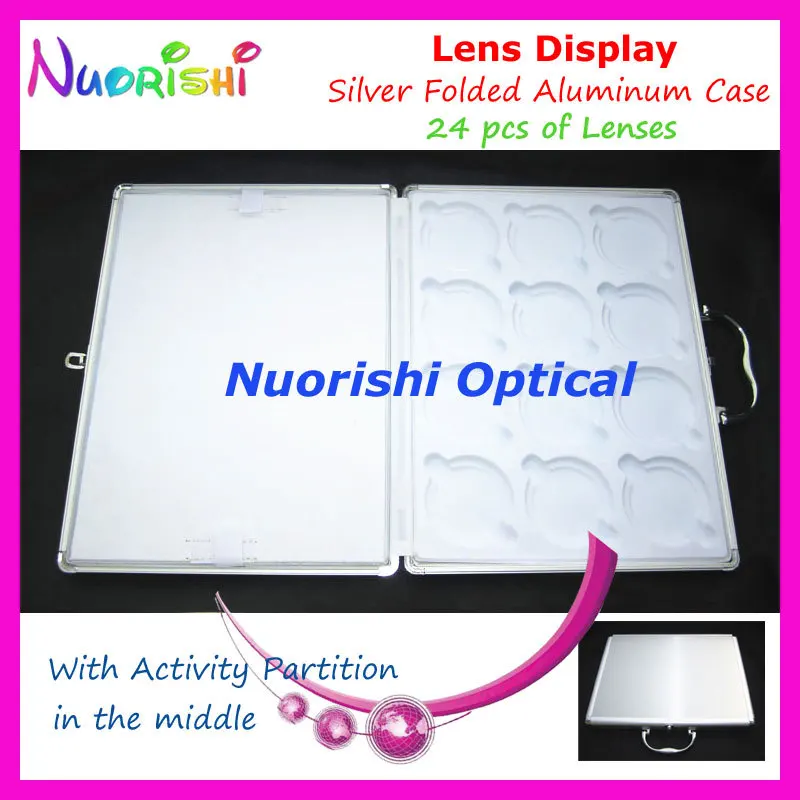 Портативный Серебристый алюминиевый 24 шт. оптические линзы образец дисплей