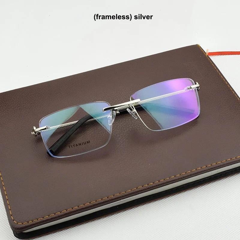 rimless 002 Модная брендовая Высококачественная оправа для очков без оправы, мужские титановые оправы для очков для женщин, квадратные деловые очки nerd - Цвет оправы: rimless 002