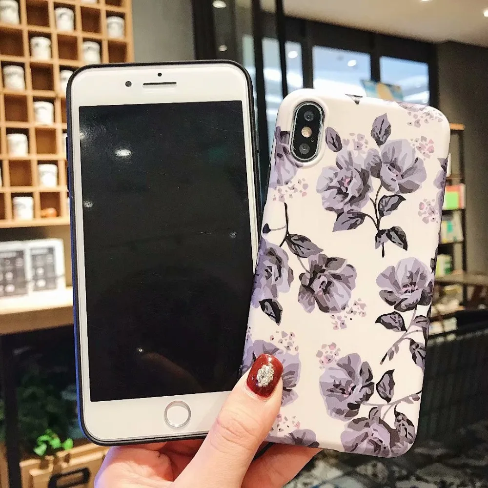 Ретро девчачий цветок Leafs Телефон чехол для iPhone 6 6s 7 8 Plus Матовый Мягкий