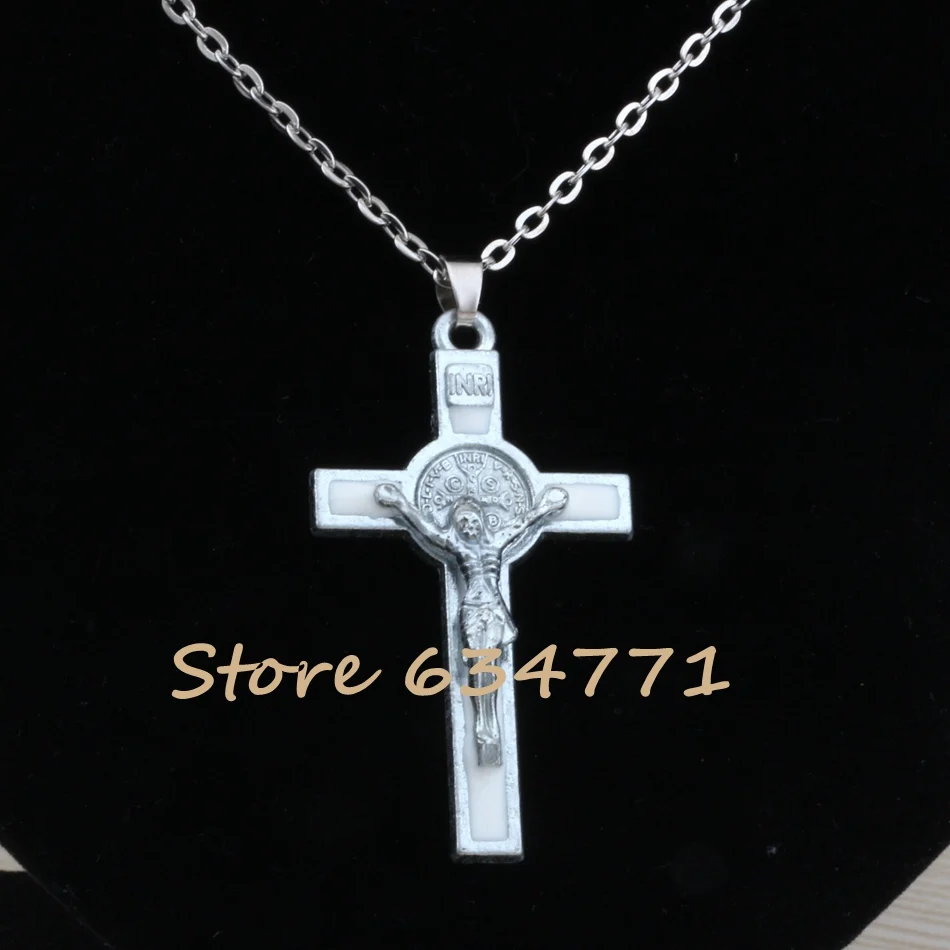 Хит! 1 шт. распятие инри белая эмаль орден Святого Бенедикта крест религиозная