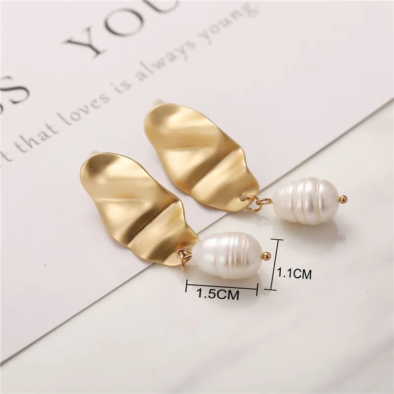Женские серьги в стиле барокко матовые из натурального пресноводного жемчуга