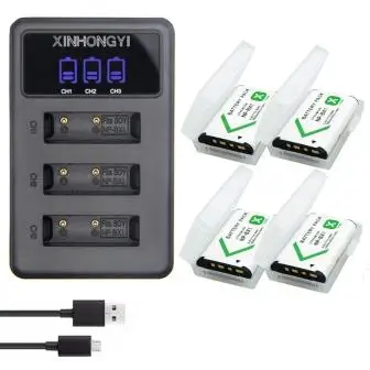 NPBX1-4PAndLED3Ch NP-BX1 Battery NP BX1 Bateria+ 3 Slots Charger for Sony DSC RX1 RX100 AS100V M3 M2 HX300 HX400 HX50 HX60 GWP88 AS15 WX350 camera - Color: NPBX1-4PAndLED3Ch