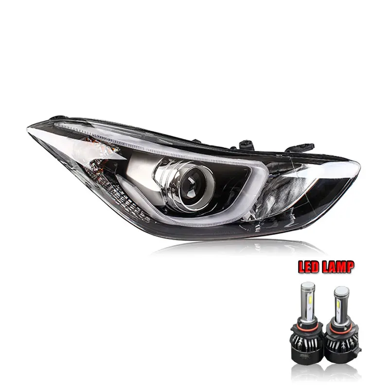 ALL LED 2 шт. светодиодный фары для hyundai Elantra 2012- светодиодный автомобильный фонарь ангельские глазки ксенон HID комплект Противотуманные фары светодиодный дневные ходовые огни - Цвет: ALL LED