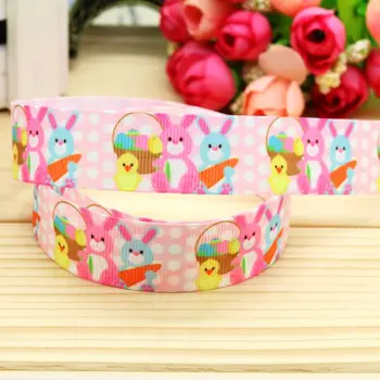 DHK 7/8'' 5yards easter printed grosgrain ribbon headwear hair bow diy party decoration OEM Wholesale 22mm C946