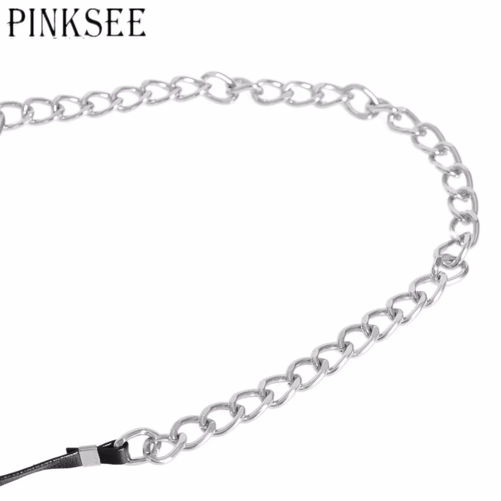 PINKSEE Chokers Necklace Women 2017 Popular Gothic Black Leather Necklaces Alloy Chain Charm Jewelry bijouterie | Украшения и