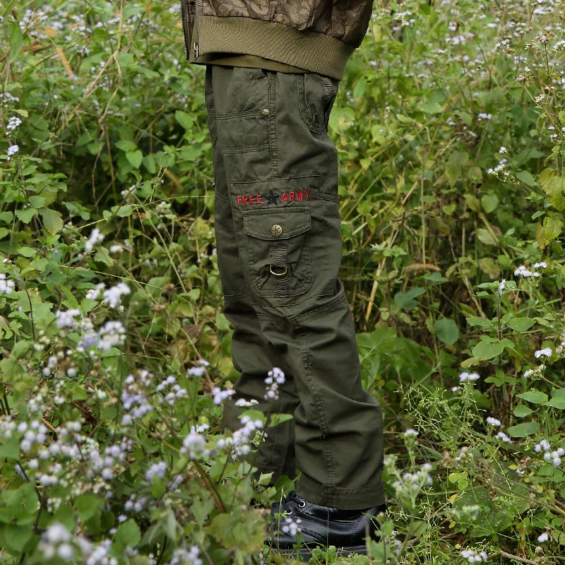 Брендовые осенние хлопковые брюки уличные карго для мальчиков длинные с
