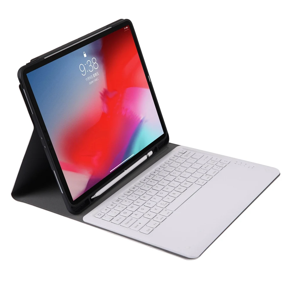 Для iPad Pro 12,9 Съемная Bluetooth Русская/Иврит/испанская клавиатура+ тонкая подставка из искусственной кожи Чехол встроенный карандаш слот