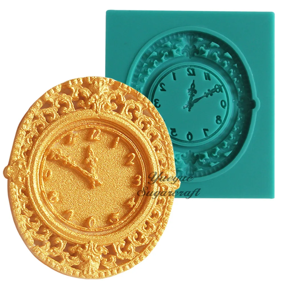 Yueyue Sugarcraft Clock silicone mold cake decorating tools fondant chocoe molds | Дом и сад