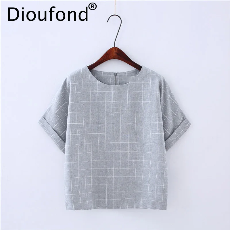 Повседневные женские рубашки Dioufond на молнии хлопковые льняные блузки Дамские