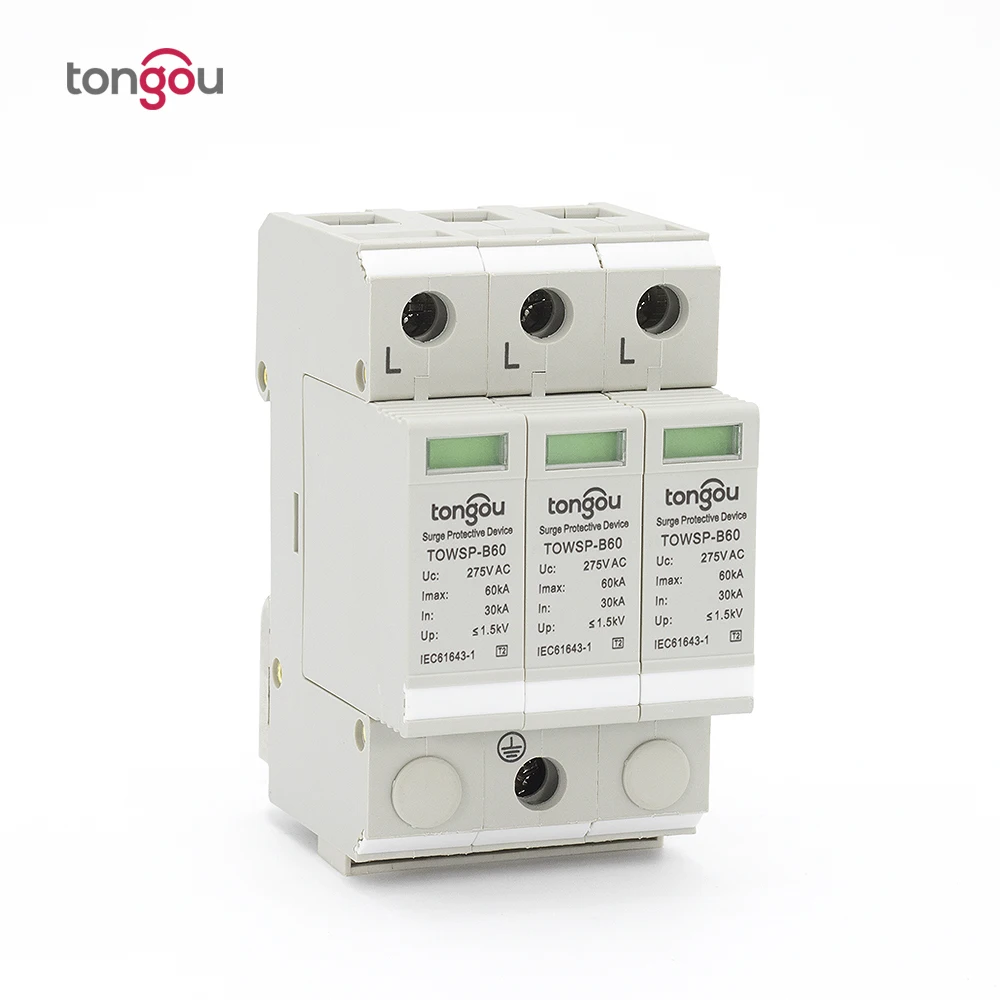 

SPD 3P 30KA~60KA B ~275VAC House Surge Protector Protection Protective Low-voltage Arrester Device