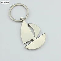 new double sail boat metal keychain ring keyring key chain lover romantic new for christmas and birthday gift 17141