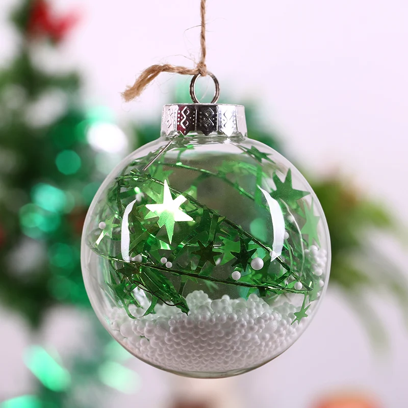 

50pcs/pack Diameter=4cm 6cm 8cm 10cm Mixed Size Glass Christmas Ball Transparent Glass Globe Christmas Day Decoration