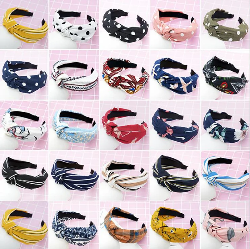 2019 Cute Knot Plastic Hairbands Headbands for Women Girls Fabric Floral Print Hairband Wide Hair Band Accessories | Украшения и