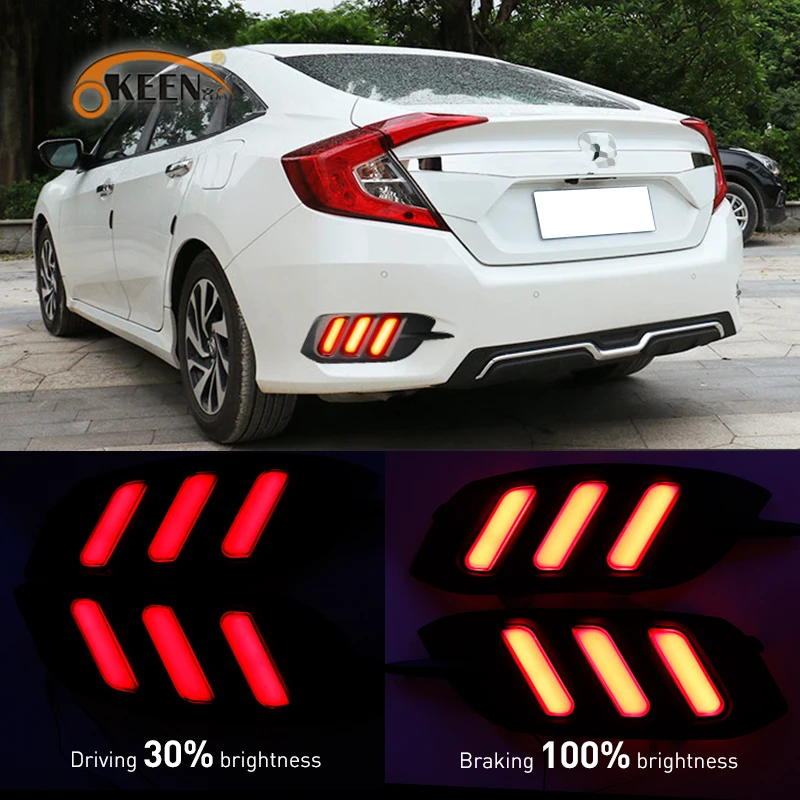 OKEEN 2 шт. Автомобильный задний бампер отражатель светильник для Honda Civic 2016 2017 2018