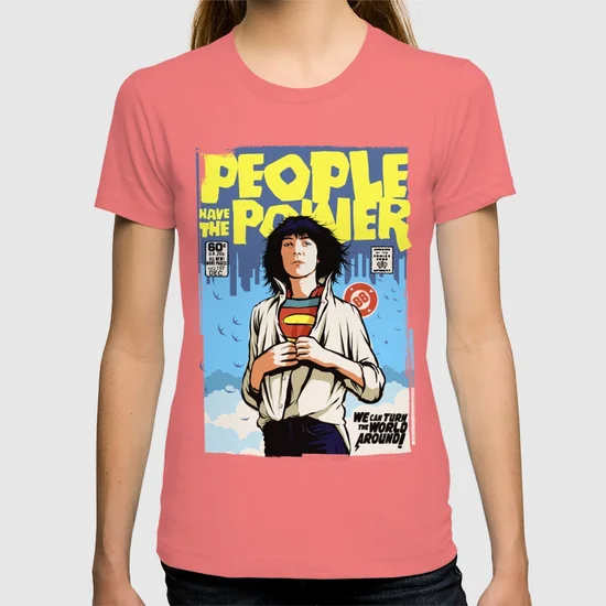 Весна лето Лучшие футболки для женщин Людей Есть Власть короткий О шеи Письмо