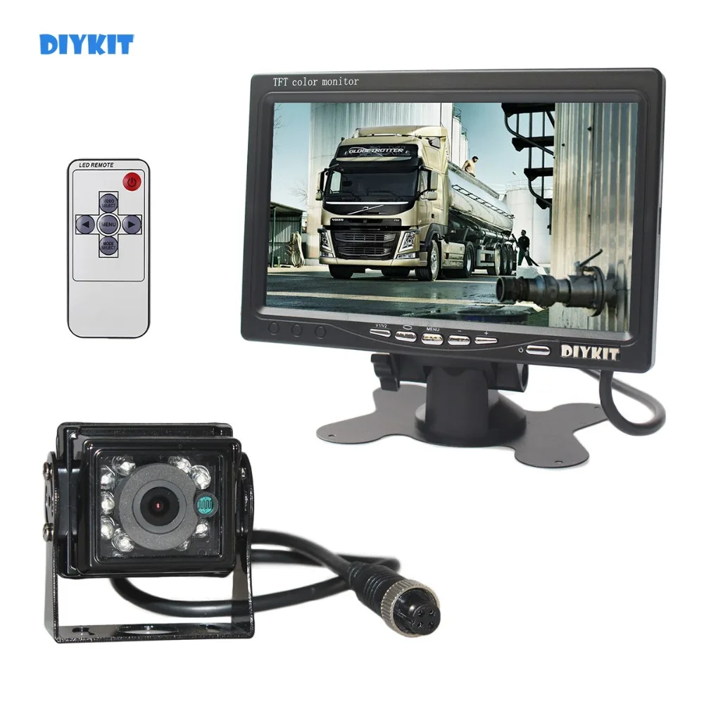 

DIYKIT DC 12V-24V 7" TFT LCD Backup Car Monitor + 4pin IR Night Vision CCD Rear View Reverse Camera for Bus Houseboat Truck