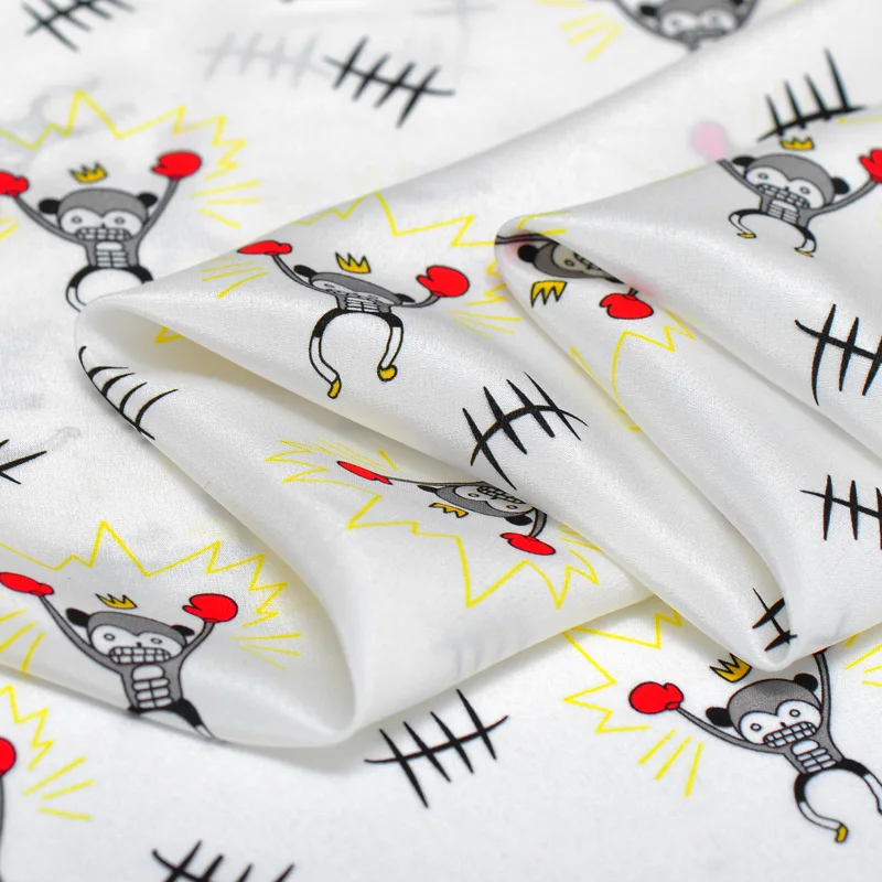 Шелковая ткань с принтом обезьяны мягкая шелковая крепдешина дышащая для