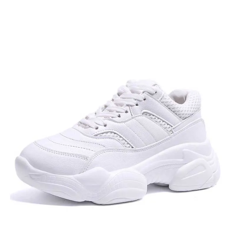 Женские кроссовки на толстой платформе Taoffen сетчатые дышащие шнуровке Размеры 35