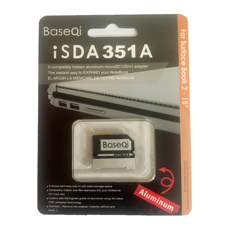 BaseQi Алюминиевый адаптер для карт MicroSD Майкрософт Surface Book2 15 дюймов Mini Drive
