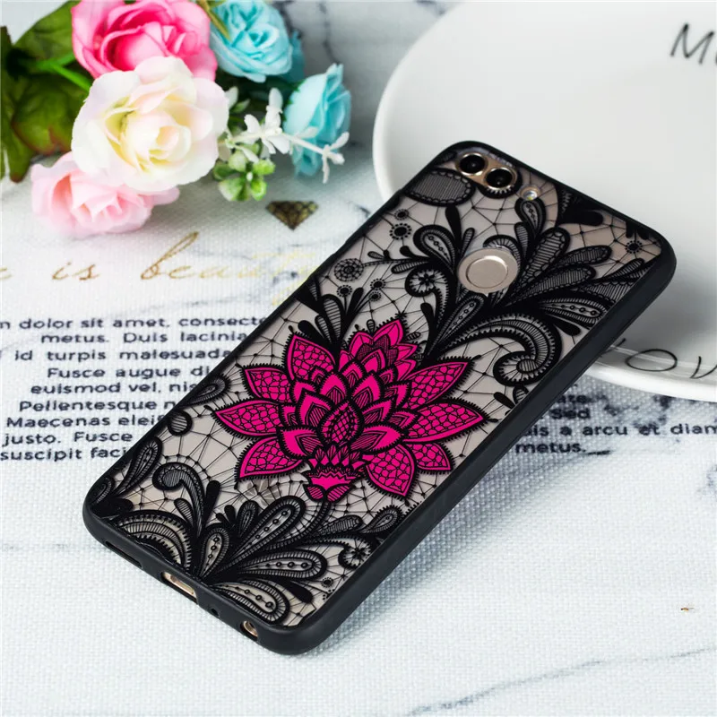 Huawei P Smart Case huawei Cover силиконовый чехол для телефона кружевной цветок Роза Enjoy 7 s