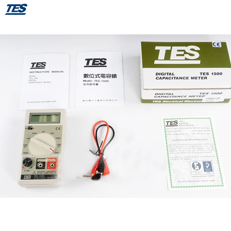 TES 1500 портативный цифровой измеритель емкости 20mF 20000 мкФ|meter level|meter feetmeter detector |