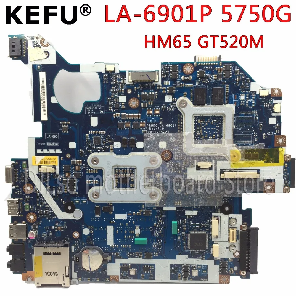 Материнская плата KEFU P5WE0 LA-6901P для acer 5750 5750G 5755 материнская плата для ноутбука HM65 GT520M оригинальная тестовая материнская плата