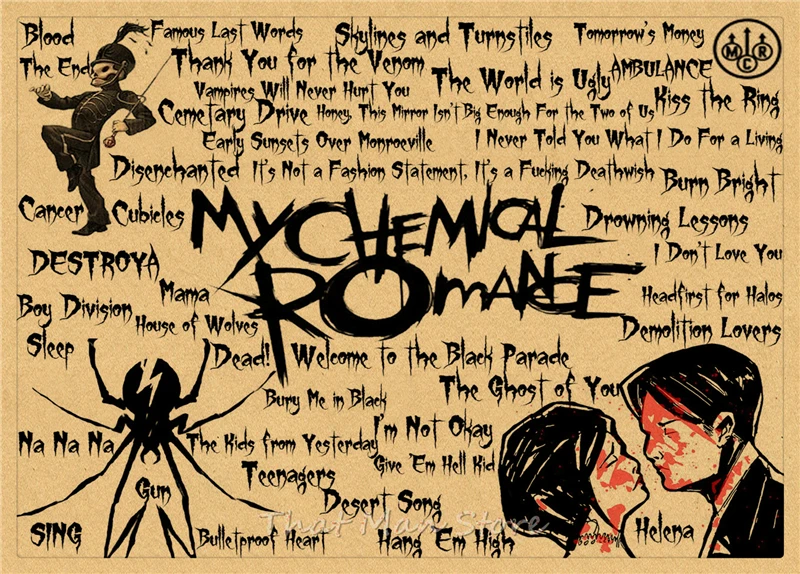 My Chemical Romance Американский панк рок группа Винтаж Плакат крафт-бумага ретро кафе домашний декоративный настенный плакат - Цвет: Серебристый