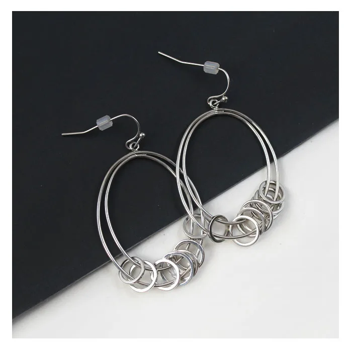 Новые модные серьги хит продаж минимализм белое золото кольцо кисточка