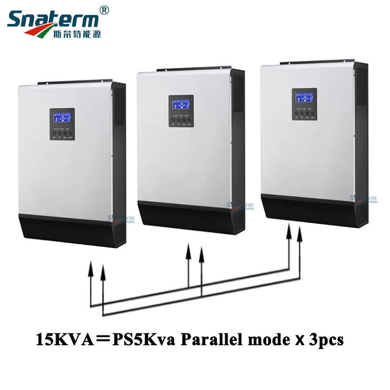 Чистая Синусоидальная волна 15Kva солнечный инвертор 15KVA/12KW встроенный 3* 48V50A ШИМ Солнечный контроллер заряда с 60A AC зарядное устройство для солнечной энергии