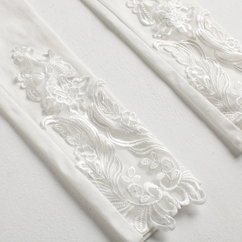 Женские хлопковые комбинированные кружевные брюки повседневные карандаш с