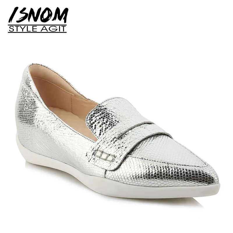 Женская Повседневная обувь ISNOM на плоской подошве с заостренным носком принтом