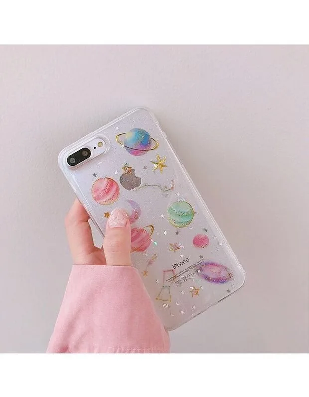 Космическая планета блестящий чехол для телефона s iphone X XR XS Max мягкий силиконовый