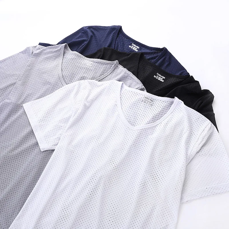 Дышащая сетчатая футболка с коротким рукавом Мужская дышащая быстросохнущая