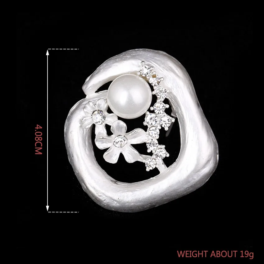 Silver Plated Brooch Small Round Plum flower Rhinestone Imitation pearls Pins Brooches For Women Lapel Pin Jewelry | Украшения и