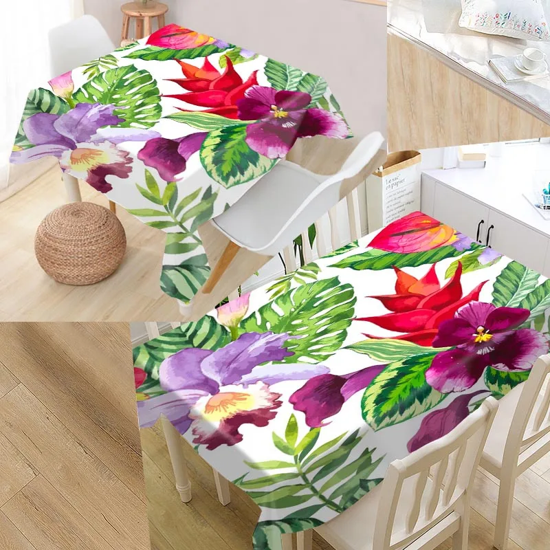Tropical Flower Custom Table Cloth Oxford Fabric Rectangular Waterproof Oilproof Cover Family Party Tablecloth | Дом и сад