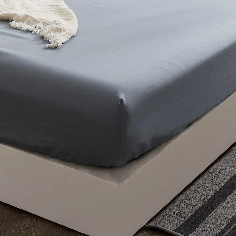 PHF 100% хлопок простыня комплект твердые карманные покрывало голубой фиолетовый