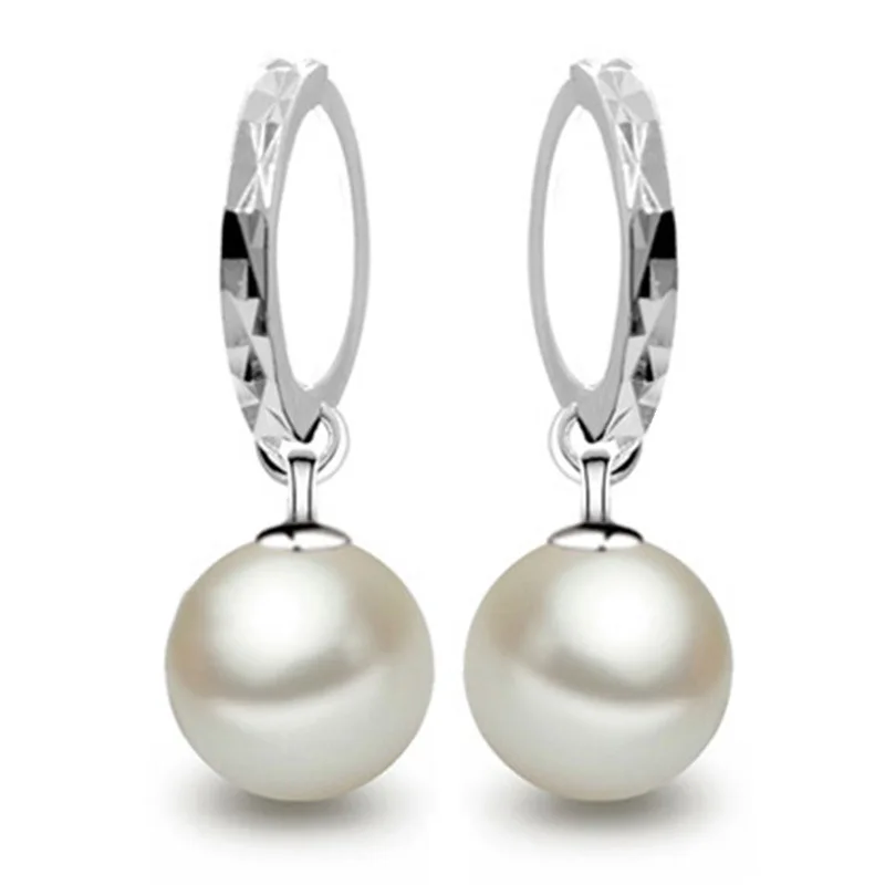 

Wholesale 925 sterling silver fashion pearl ladies drop earrings jewelry female gift anti allergy drop shipping cheap