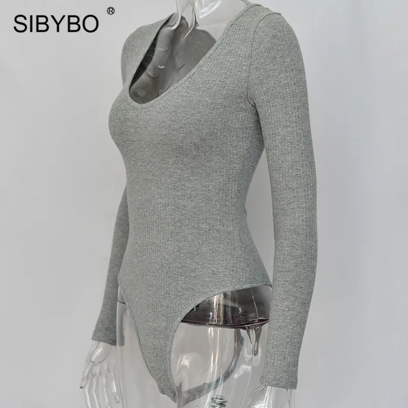 Sibybo, Осенний облегающий сексуальный комбинезон с длинным рукавом, Женский Модный повседневный комбинезон с вырезом лодочкой, женский белый комбинезон, женские боди