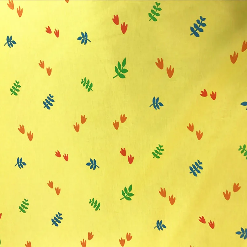 Хлопковая ткань с принтом Мир Юрского периода и желтый лист | Дом сад
