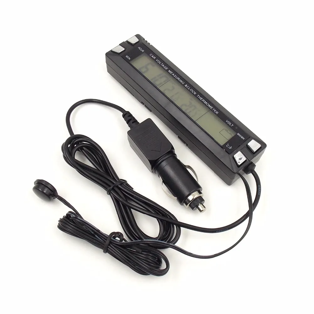 Универсальные автомобильные цифровые часы с ЖК дисплеем и красной/оранжевой