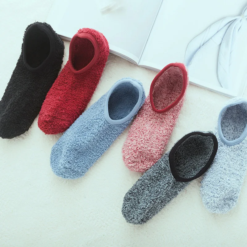 La MaxPa/коралловый флис однотонные теплые носки-тапочки женские забавные носки в