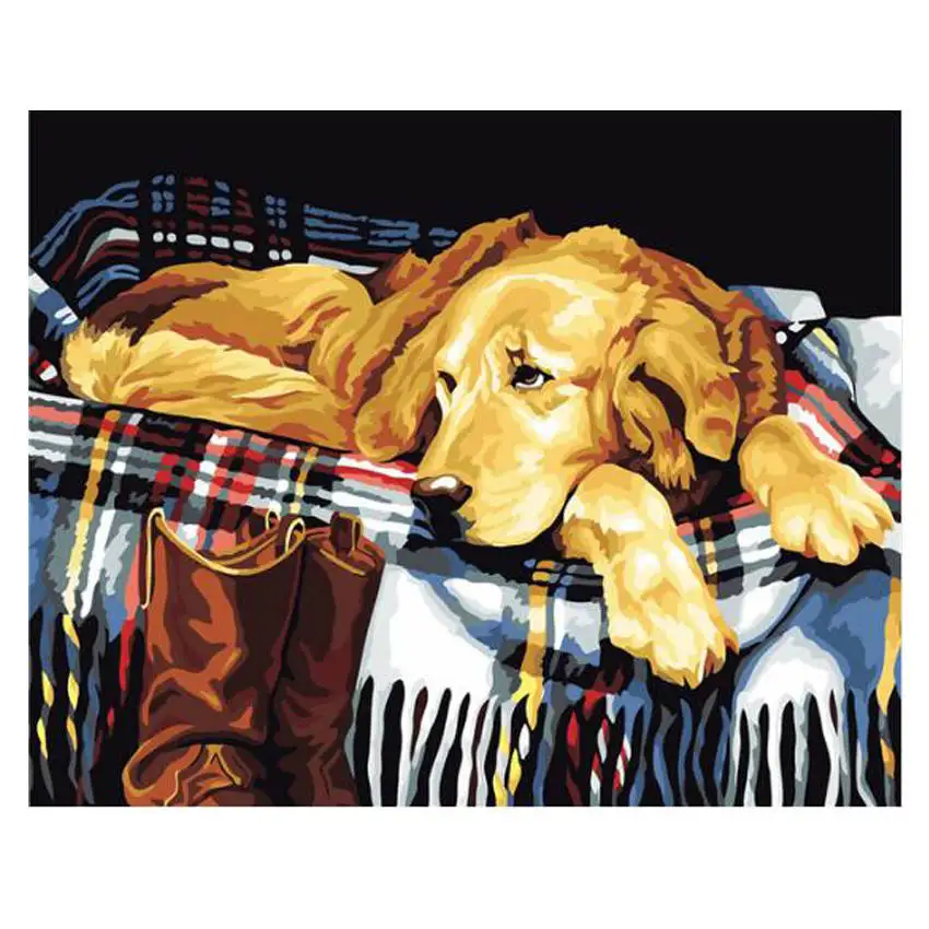 dog painting Раскраска по номерам, краска по номерам, картина, собака, живопись, каллиграфия - Цвет: dog painting