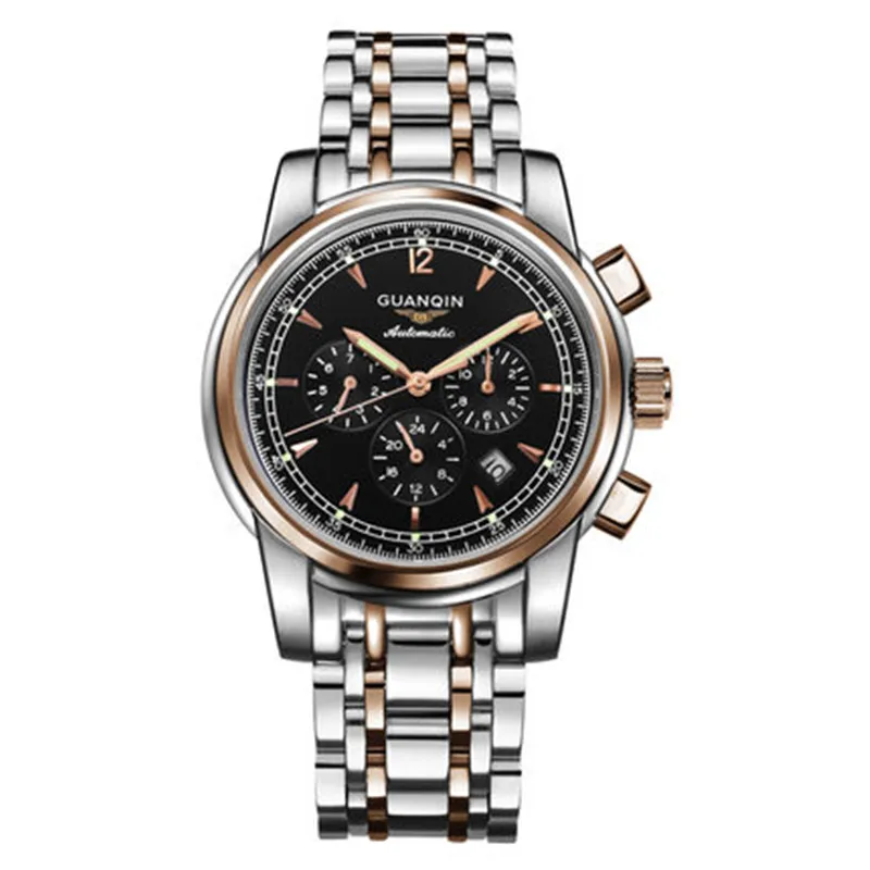 Часы ведущей марки GUANQIN мужские роскошные Reloj часы с большим циферблатом