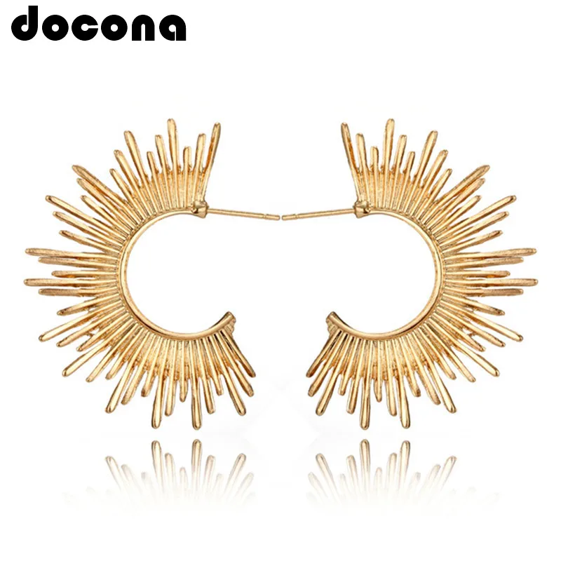 Docona винтажные золотистые цветные полукруглые висячие серьги с шипами Женская