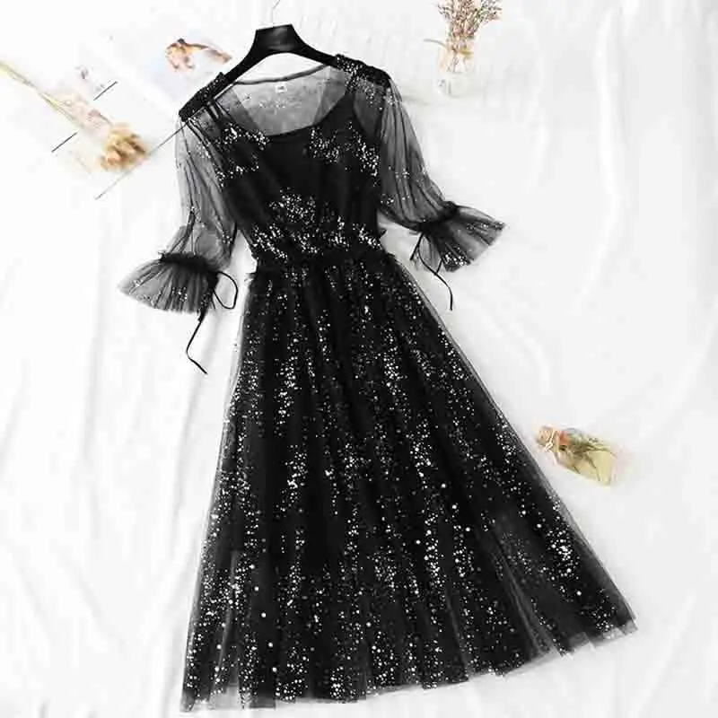 Женское платье из двух частей новинка 2020 летнее милое Сетчатое с коротким