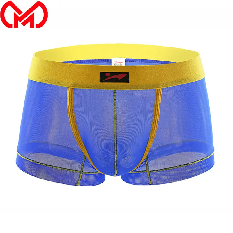 

Sexy U Convex Pouch Boxers Mesh Sheer Boxers See Through Sexy Underwear U Pouch Gay Wear Plus Size Candy Color F9